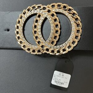Akira Women's Blinged Out Belt Diamond Buckle Black One Size NWT‎ Chic Boho